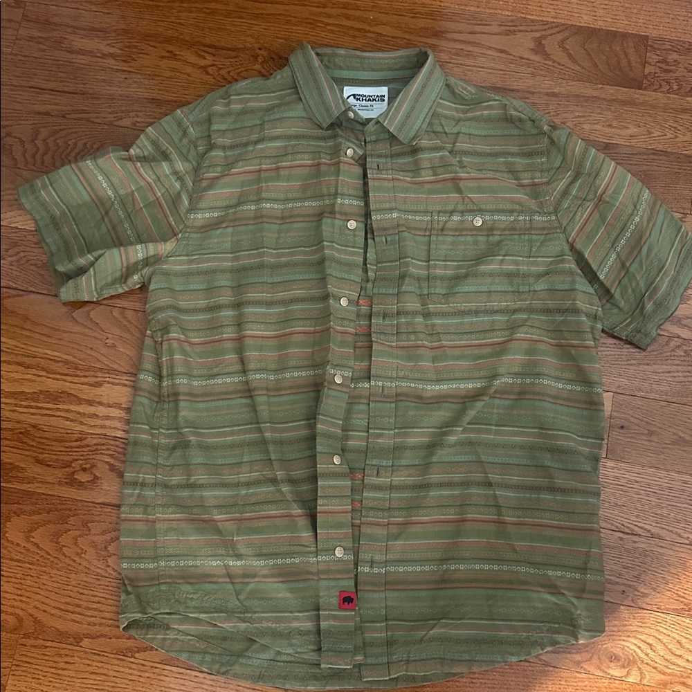Mountain Khakis Green and Brown Striped Shirt